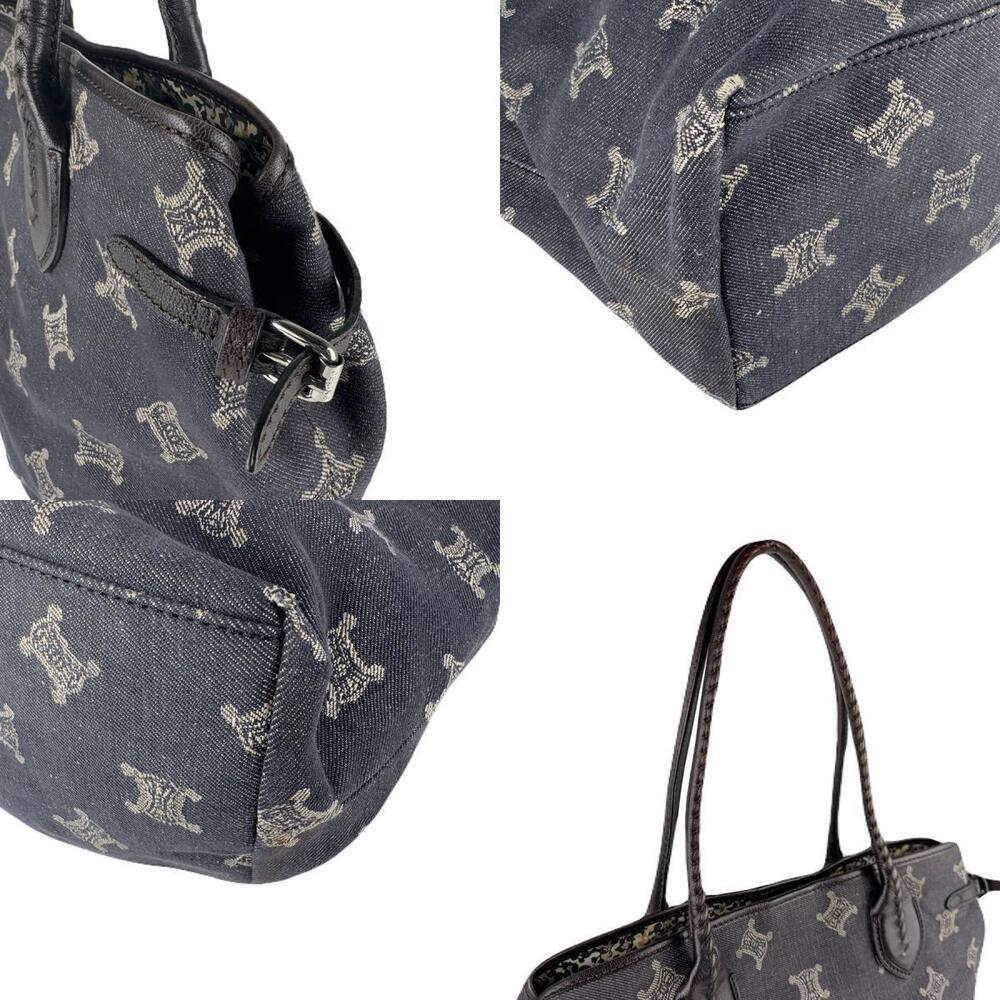 Celine shoulder bag denim leather Indigo Blue brown - Picture 4 of 4